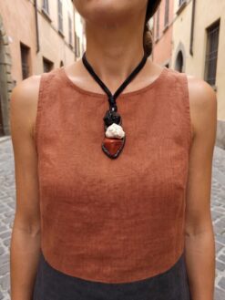 Black Obsidian, Magnesite, Red Jasper Necklace (Adjustable Length)