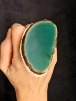 Alternative view of Green Sliced Agate & Vegan Ivory Ring - Size 7.5