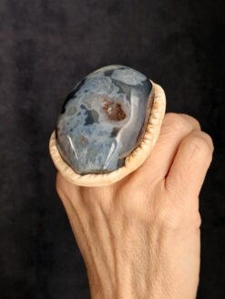 Agate & Vegan Ivory Ring - Size 8