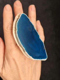 Blue Sliced Agate & Vegan Ivory Ring - Size 8.5