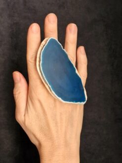 Alternative view of Blue Sliced Agate & Vegan Ivory Ring - Size 8.5