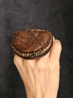 Brown Leopard Skin Jasper & Black with Gold Sheen Ring - Size 8
