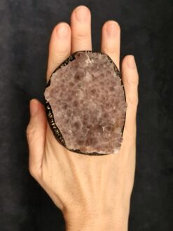 Natural Pink Amethyst & Black Ring - Size 7