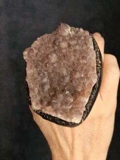 Alternative view of Natural Pink Amethyst & Black Ring - Size 7