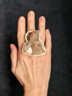 Orange River Crystal & Vegan Ivory Ring - Size 8