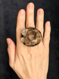 Orange River Crystal & Black Ring - Size 8