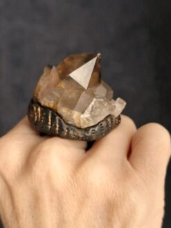 Alternative view of Orange River Crystal & Black Ring - Size 8