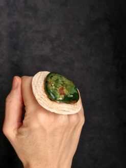 Alternative view of Rainforest Jasper & Vegan Ivory Ring - Size 7.5