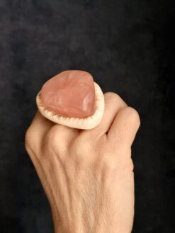 Alternative view of Rose Quartz & Vegan Ivory Ring - Size 7.5