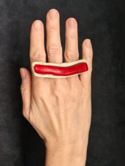 Red & Vegan Ivory Ring - Size 7.5