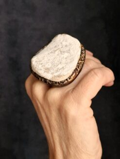 Alternative view of Painted Table Mountain Sandstone & Black with Gold Sheen Ring - Size 8