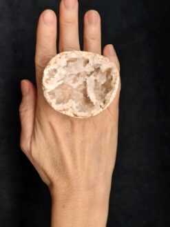 Alternative view of Quartz Geode & Vegan Ivory Ring - Size 7.5