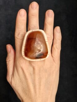 Carnelian & Vegan Ivory Ring - Size 8
