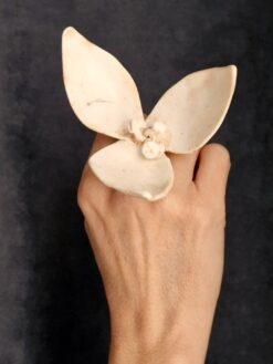 Alternative view of Vegan Ivory Flower Ring - Size 8