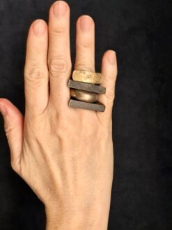 Alternative view of White Bronze Plated Alloy Rings (Set of 4) - Size 6