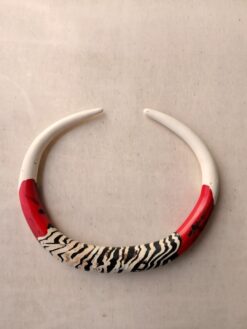 Alternative view of Vegan Ivory, Black & Red Collar Necklace - Size Large