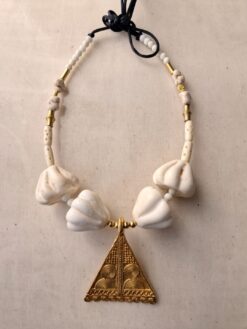 Alternative view of Vegan Ivory Necklace with Nickle-Free Gold Plated Pendant (Adjustable Length)