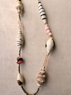 Alternative view of Pink, White & Black Bead Necklace