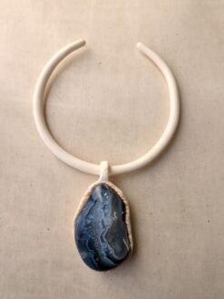 Alternative view of Chrysocolla & Vegan Ivory Necklace (Adjustable Length)