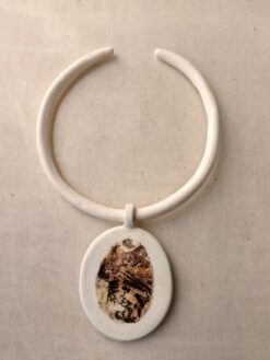 Alternative view of Vegan Ivory Collar Necklace with Pendant - Adjustable Size