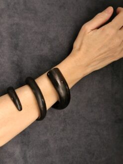 Black with Gold Sheen Double Wrap Snake Cuff - Size S - M