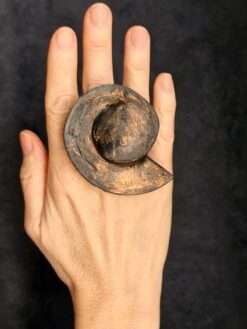 Black with Gold Sheen Sculptured Ring - Size 7