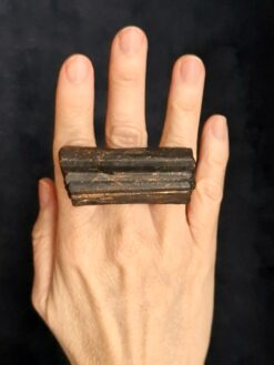 Black with Gold Sheen Sculptured Ring - Size 7