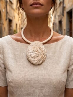Vegan Ivory Collar Necklace with Faux Shell - Adjustable Size