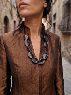 Black with Gold Sheen Pod Necklace (Adjustable Length)