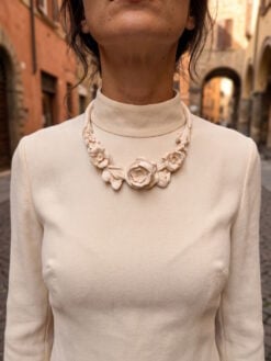 Vegan Ivory Flower Collar Necklace (Select Size)