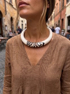 Vegan Ivory & Black Collar Necklace - Size M - L