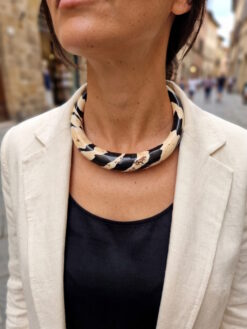Black & Vegan Ivory Collar Necklace - Size Small