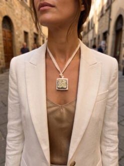 Pyrite Stone & Vegan Ivory Necklace (Adjustable Length)