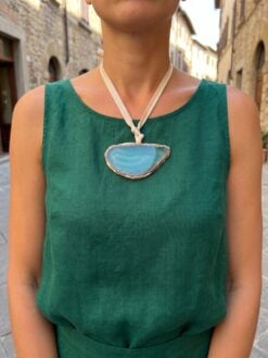 Green Sliced Agate Necklace (Adjustable Length)