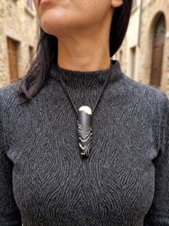 Black & Vegan Ivory Pendant Necklace (Adjustable Length)