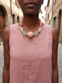 Pink & Blue Bead Necklace (Adjustable Length)
