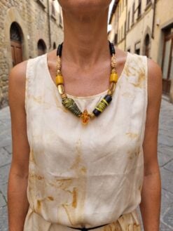 Black & Yellow Bead Necklace (Adjustable Length)