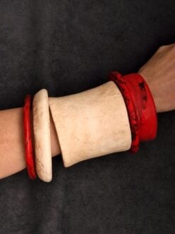 Vegan Ivory & Red Bangle Set (Set of 5) - Size L - XL