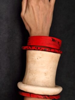 Alternative view of Vegan Ivory & Red Bangle Set (Set of 5) - Size L - XL