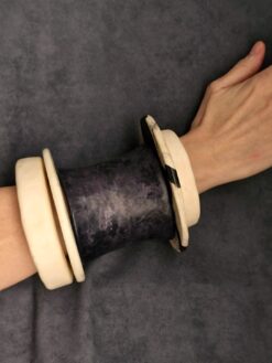 Vegan Ivory & Black Bangle Set (Set of 5) - Size M