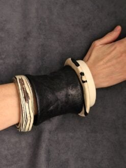 Black & Vegan Ivory Bangle Set (Set of 4) - Size L