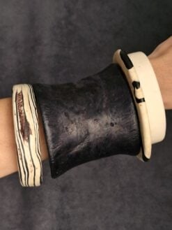 Alternative view of Black & Vegan Ivory Bangle Set (Set of 4) - Size L