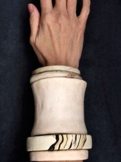 Alternative view of Vegan Ivory & Black Bangle Set (Set of 5) - Size M