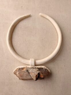 Alternative view of Vegan Ivory Collar Necklace with Orange River Crystal Pendant - Adjustable Size