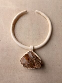 Alternative view of Vegan Ivory Collar Necklace with Orange River Crystal Pendant - Adjustable Size