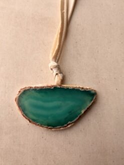 Alternative view of Green Sliced Agate Necklace (Adjustable Length)