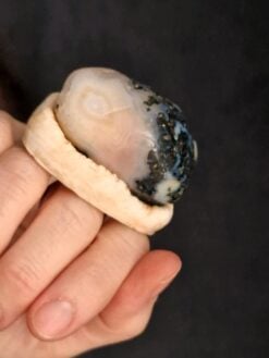 Alternative view of Agate & Vegan Ivory Ring - Size 10.5