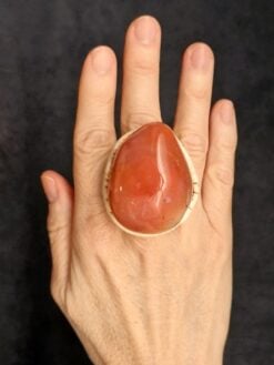 Carnelian & Vegan Ivory Ring - Size 7.5