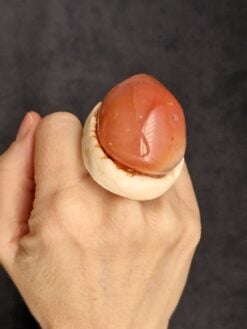 Alternative view of Carnelian & Vegan Ivory Ring - Size 7.5