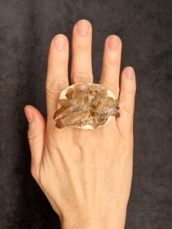 Orange River Crystal & Vegan Ivory Ring - Size 10